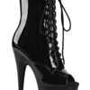 Pleaser USA Adore-1021 7inch Pleaser Peep Toe Boots - Patent Black