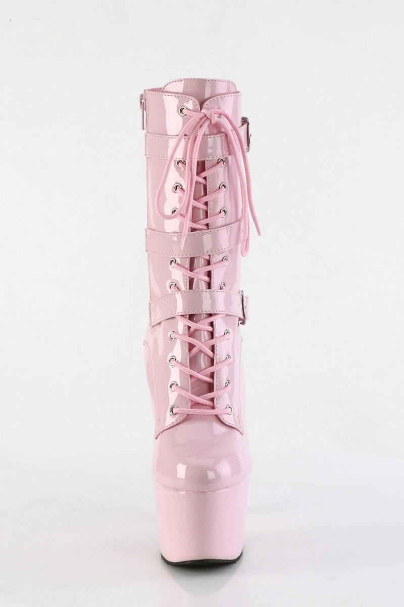 Pleaser USA Adore-1043 7inch Pleaser Boots - Patent Baby Pink 2 Pleaser USA Adore-1043 7inch Pleaser Boots - Patent Baby Pink - Image 2