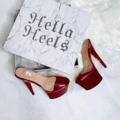 Hella Heels Classic Gloss 7inch Stilettos - Chilli 14 Hella Heels Classic Gloss 7inch Stilettos - Chilli -Famous Boot Store chilli lyla sienna 6 7 12 1