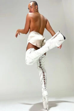 Hella Heels Renaissance Thicc Thigh High 8inch Boots - Faith 8 Hella Heels Renaissance Thicc Thigh High 8inch Boots - Faith -Famous Boot Store faith thicc thigh high white marble 8 inch sean boot pole dance shoes 2 1