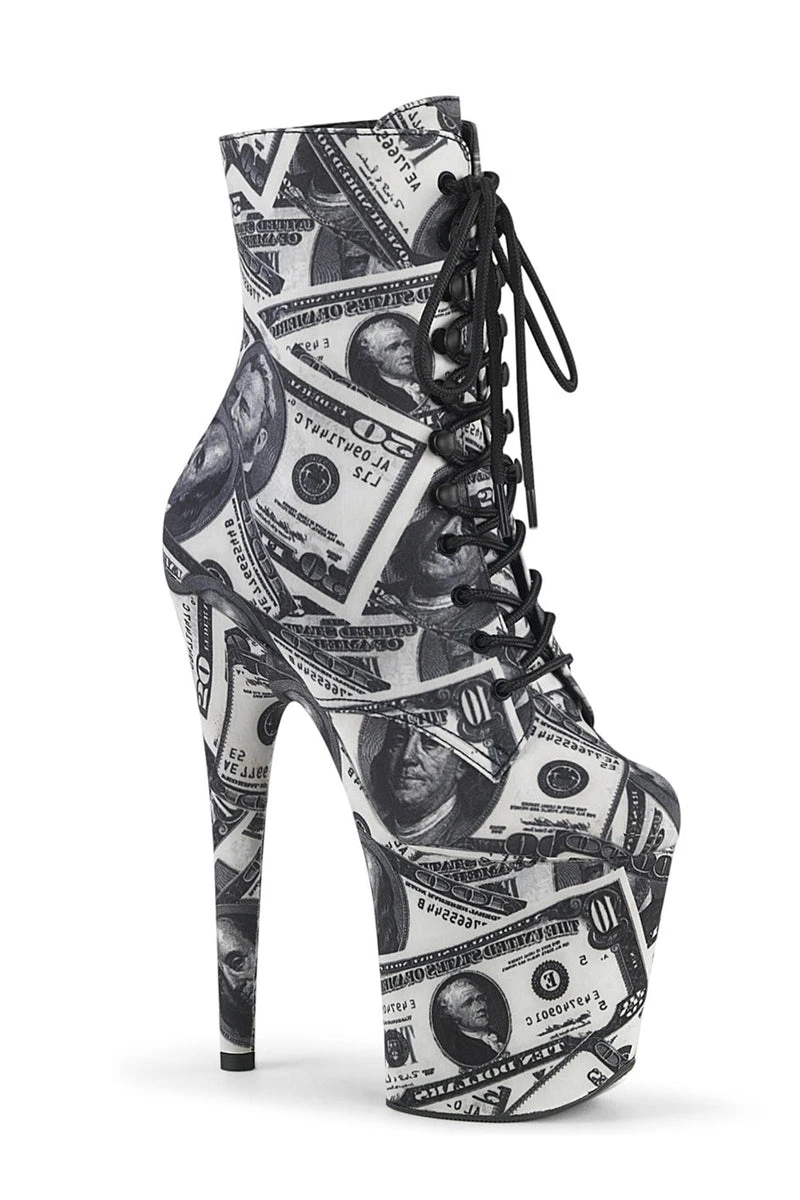 Pleaser USA Flamingo-1020DP 8inch Pleaser Boots - Money Print 1 Pleaser USA Flamingo-1020DP 8inch Pleaser Boots - Money Print