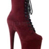 Pleaser USA Flamingo-1020FS Faux Suede 8inch Pleaser Boots - Burgundy