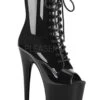 Pleaser USA Flamingo-1021 8inch Pleaser Peep Toe Boots - Patent Black