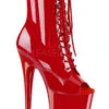 Pleaser USA Flamingo-1021 8inch Pleaser Peep Toe Boots - Patent Red