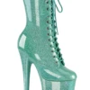 Pleaser USA Flamingo-1040GP 8inch Pleaser Boots - Aqua Glitter