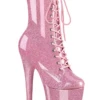 Pleaser USA Flamingo-1040GP 8inch Pleaser Boots - Baby Pink Glitter