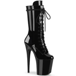 Pleaser USA Flamingo-1050 8inch Pleaser Boots - Patent Black -Famous Boot Store flamingo 1050 b 1