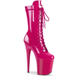Pleaser USA Flamingo-1050 8inch Pleaser Boots - Patent Hot Pink -Famous Boot Store flamingo 1050 hp 1