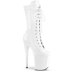 Pleaser USA Flamingo-1050 8inch Pleaser Boots - Patent White -Famous Boot Store flamingo 1050 w