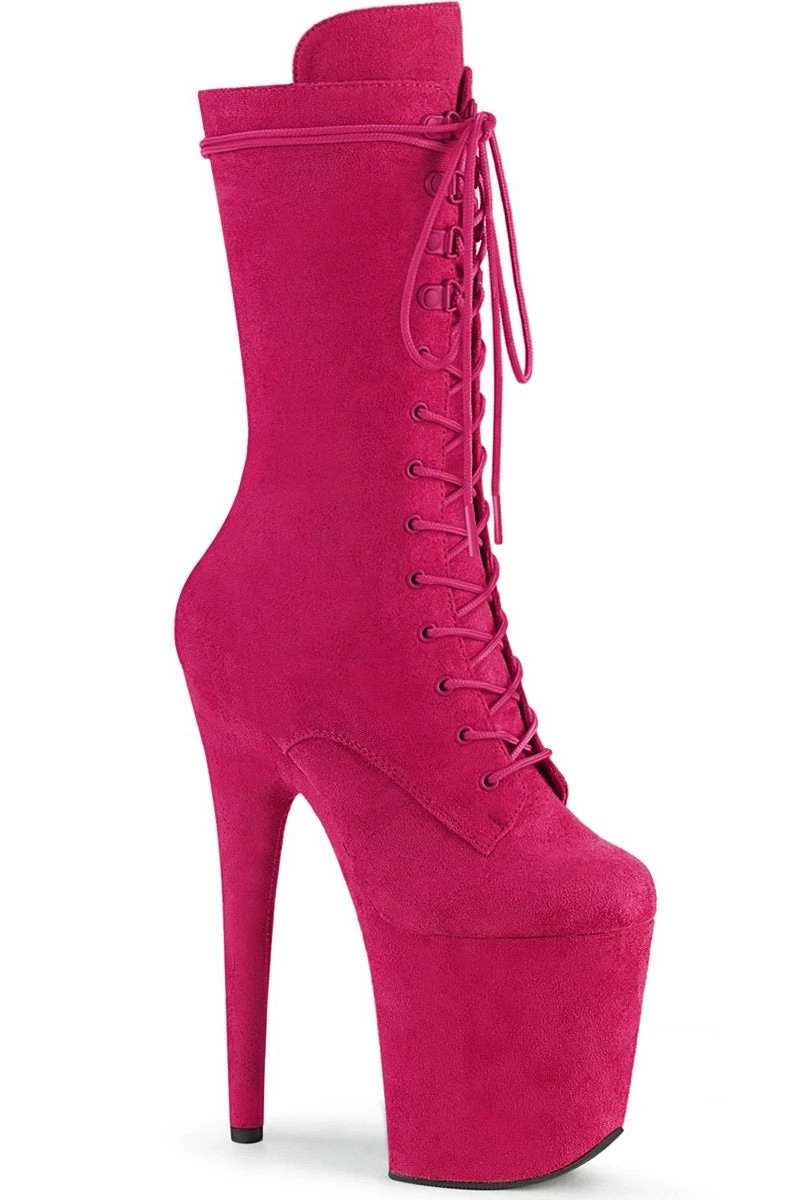 Pleaser USA Flamingo-1050FS Faux Suede 8inch Pleaser Boots - Hot Pink 1 Pleaser USA Flamingo-1050FS Faux Suede 8inch Pleaser Boots - Hot Pink