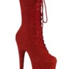 Pleaser USA Flamingo-1050FS Faux Suede 8inch Pleaser Boots - Red