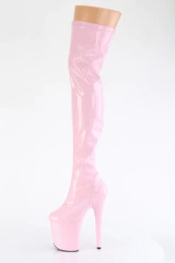 Pleaser USA Flamingo-3000 8inch Thigh High Pleaser Boots - Holographic Baby Pink -Famous Boot Store flamingo 3000hwr bphg m05