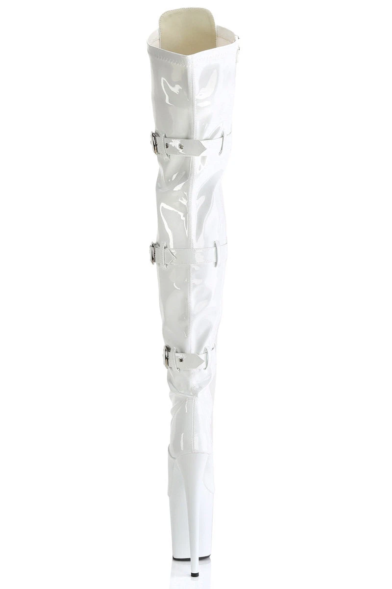 Pleaser USA Flamingo-3028 8inch Thigh High Pleaser Boots - Patent White 4 Pleaser USA Flamingo-3028 8inch Thigh High Pleaser Boots - Patent White - Image 4