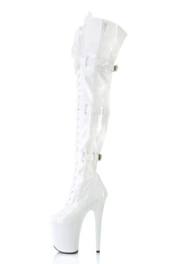 Pleaser USA Flamingo-3028 8inch Thigh High Pleaser Boots - Patent White -Famous Boot Store flamingo 3028 w m13
