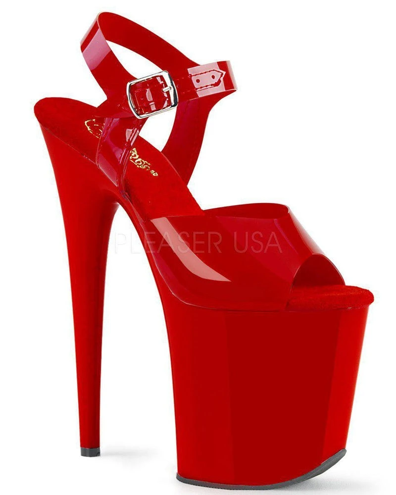 Pleaser USA Flamingo-808N Jelly-Like 8inch Pleasers - Red 1 Pleaser USA Flamingo-808N Jelly-Like 8inch Pleasers - Red