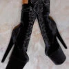 Hella Heels BabyDoll Velvet 8inch Boots - Russian Roulette