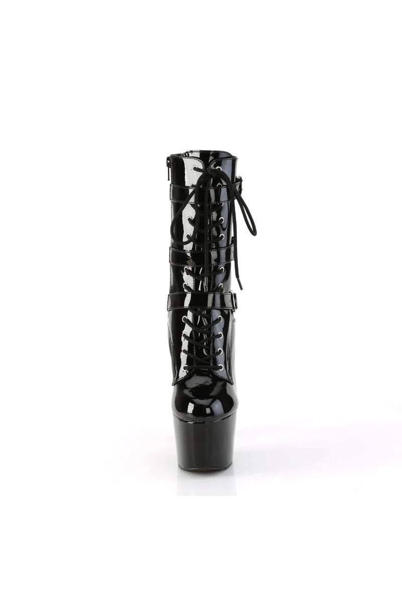 Pleaser USA Adore-1043 7inch Pleaser Boots - Patent Black 2 Pleaser USA Adore-1043 7inch Pleaser Boots - Patent Black - Image 2