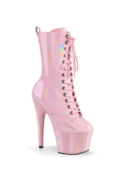 Pleaser USA Adore-1040WR 7inch Pleaser Boots - Holographic Baby Pink