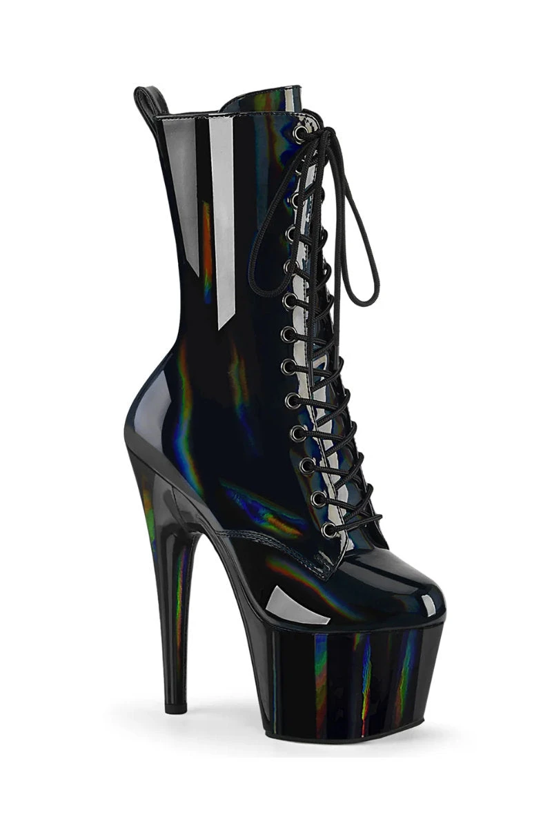 Pleaser USA Adore-1040WR 7inch Pleaser Boots - Holographic Black 1 Pleaser USA Adore-1040WR 7inch Pleaser Boots - Holographic Black