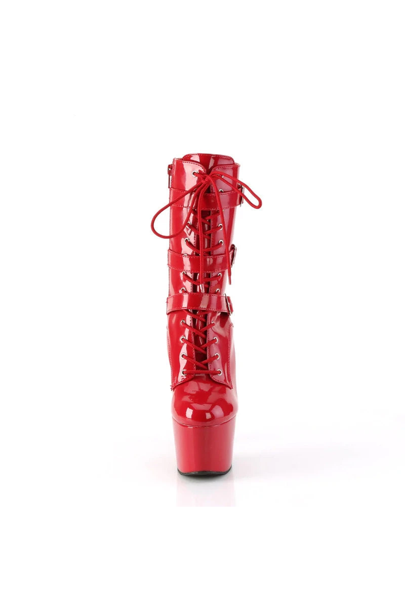 Pleaser USA Adore-1043 7inch Pleaser Boots - Patent Red 2 Pleaser USA Adore-1043 7inch Pleaser Boots - Patent Red - Image 2
